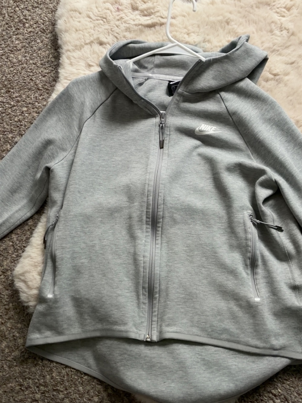 Nike Light Gray Full-Zip Hooded Sweatshirt
